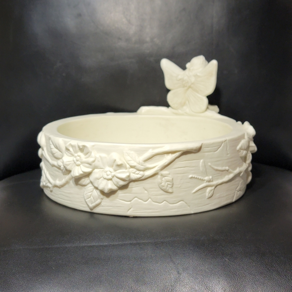 Vtg PartyLite Ivory Angel Spring Song Fairy Dragonfly Candle Holder Trinket Bowl - Picture 10 of 16